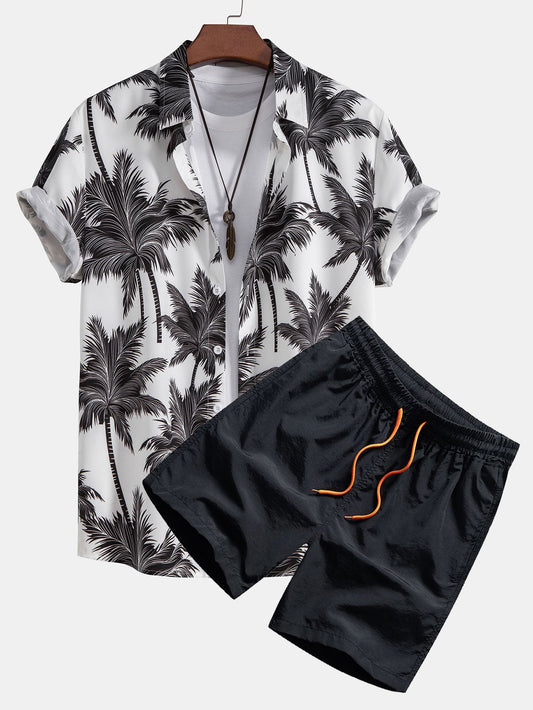 Tropica Set™ — Palm Print Shirt & Swim Shorts
