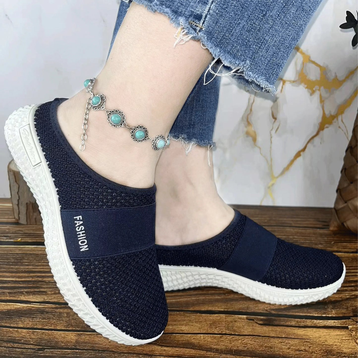 BreezeWalk Comfort – Women’s Slip-On Trainers with Breathable Design