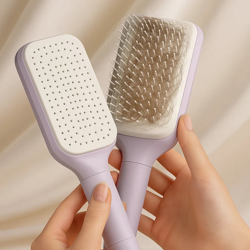 Blooméa™ HairLift – Self-Cleaning Rotating & Anti-Static Detangling Comb 
