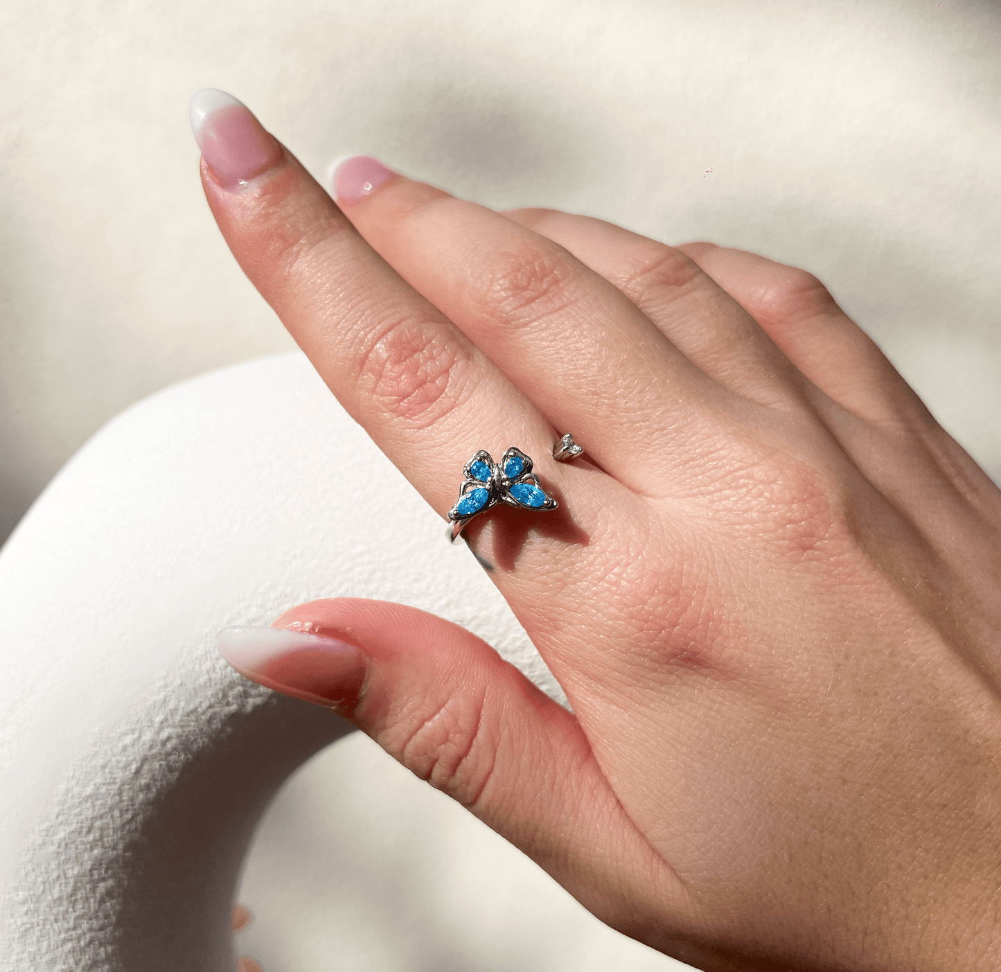 Crystal Butterfly Spinner Worry Ring