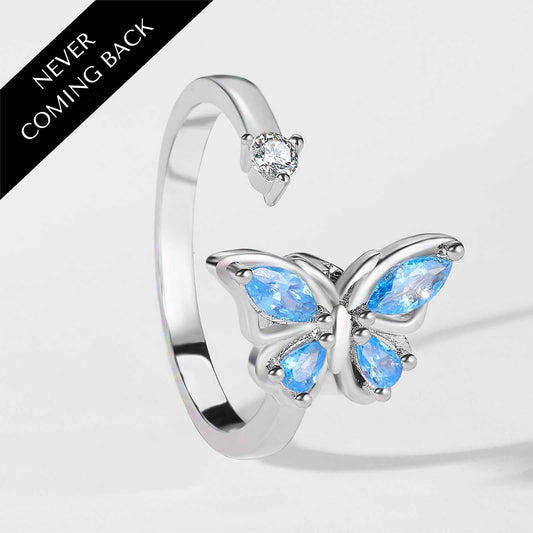 Crystal Butterfly Spinner Worry Ring