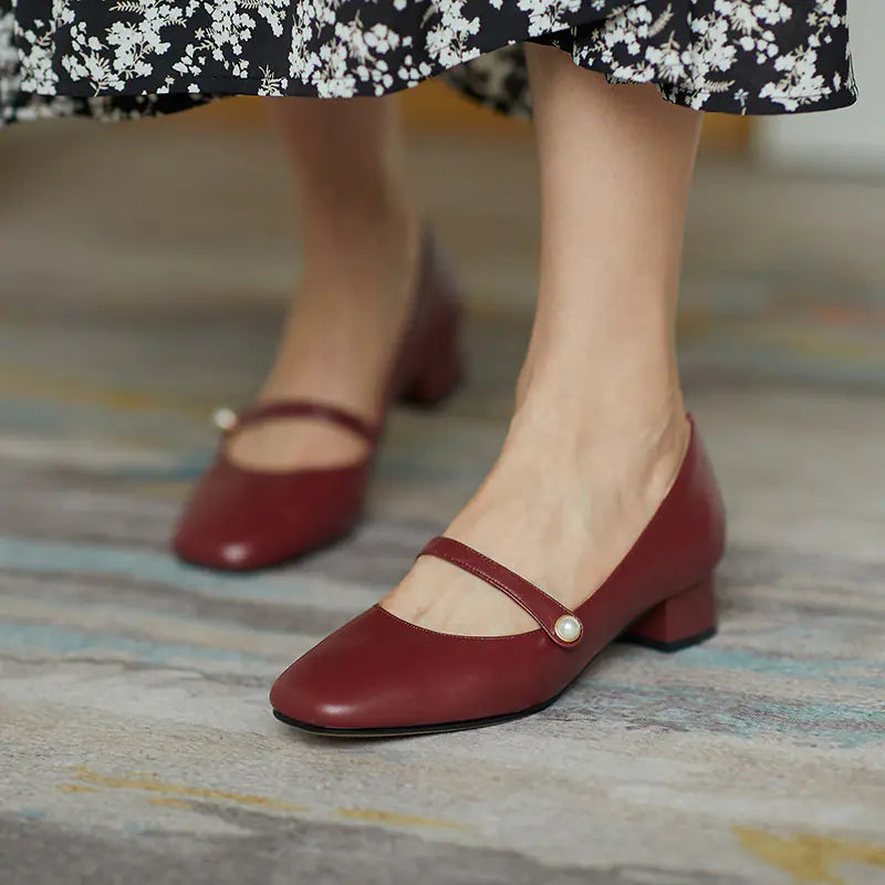 Velours Mary Janes Retro 